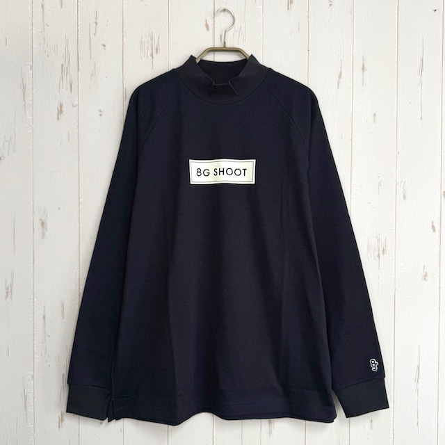 PLATING L/S BOX LOGO MOCK NECK TEE -NAVY-