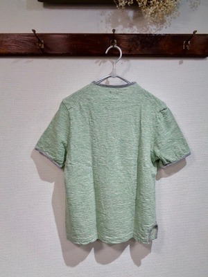 LOO&WEFT・EDGE PIPING CLASSIC HENLEY・ヘザーグリーン