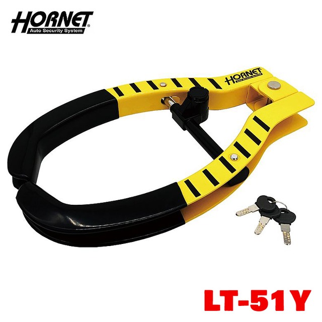 HORNET ホーネット タイヤロック LT-51Y イエロー ディンプルキー採用 3本付き 防犯ステッカー2枚入り