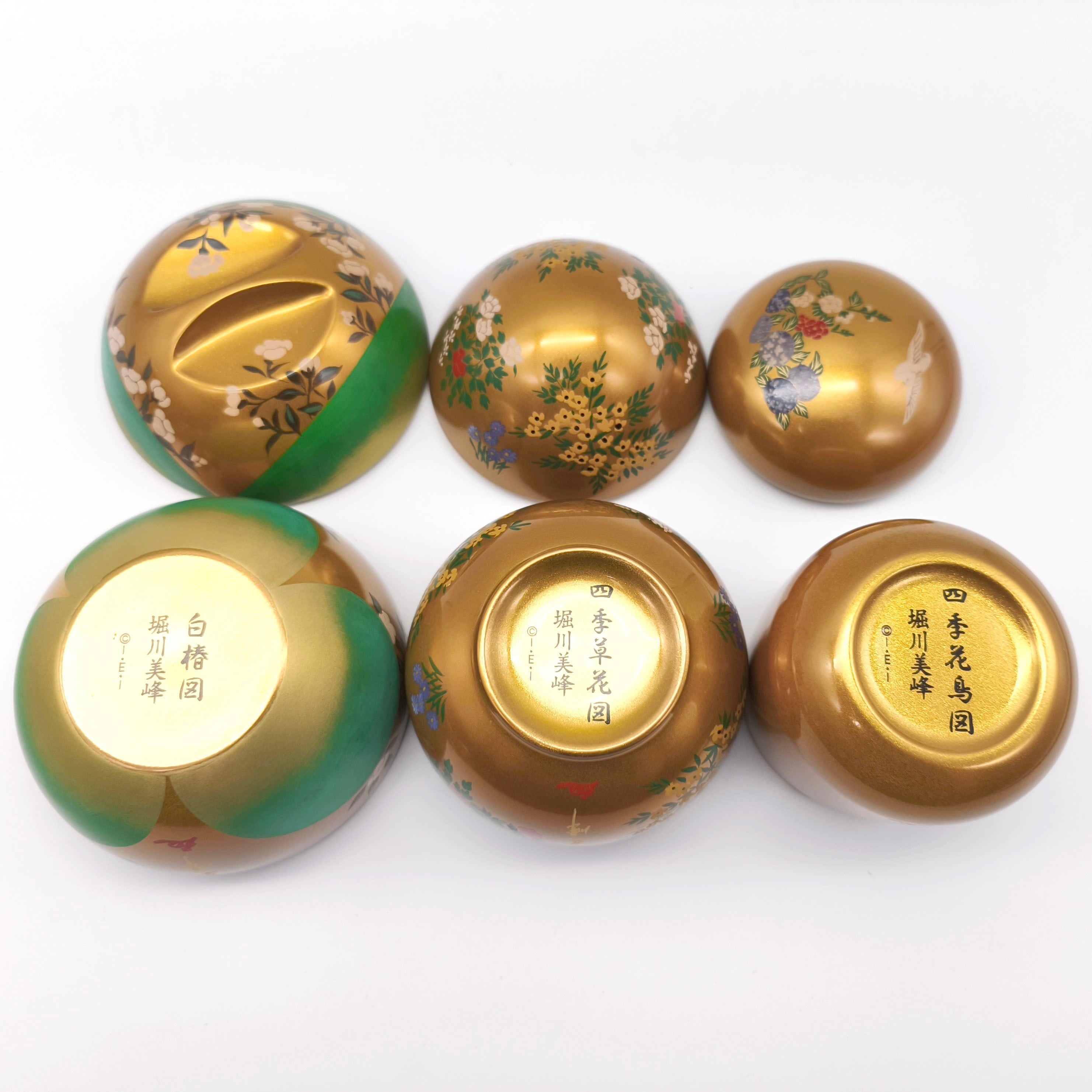 蒔絵師・堀川美峰造・黄金の美・漆蒔絵椀十二ヶ月・12客セット・金城樓