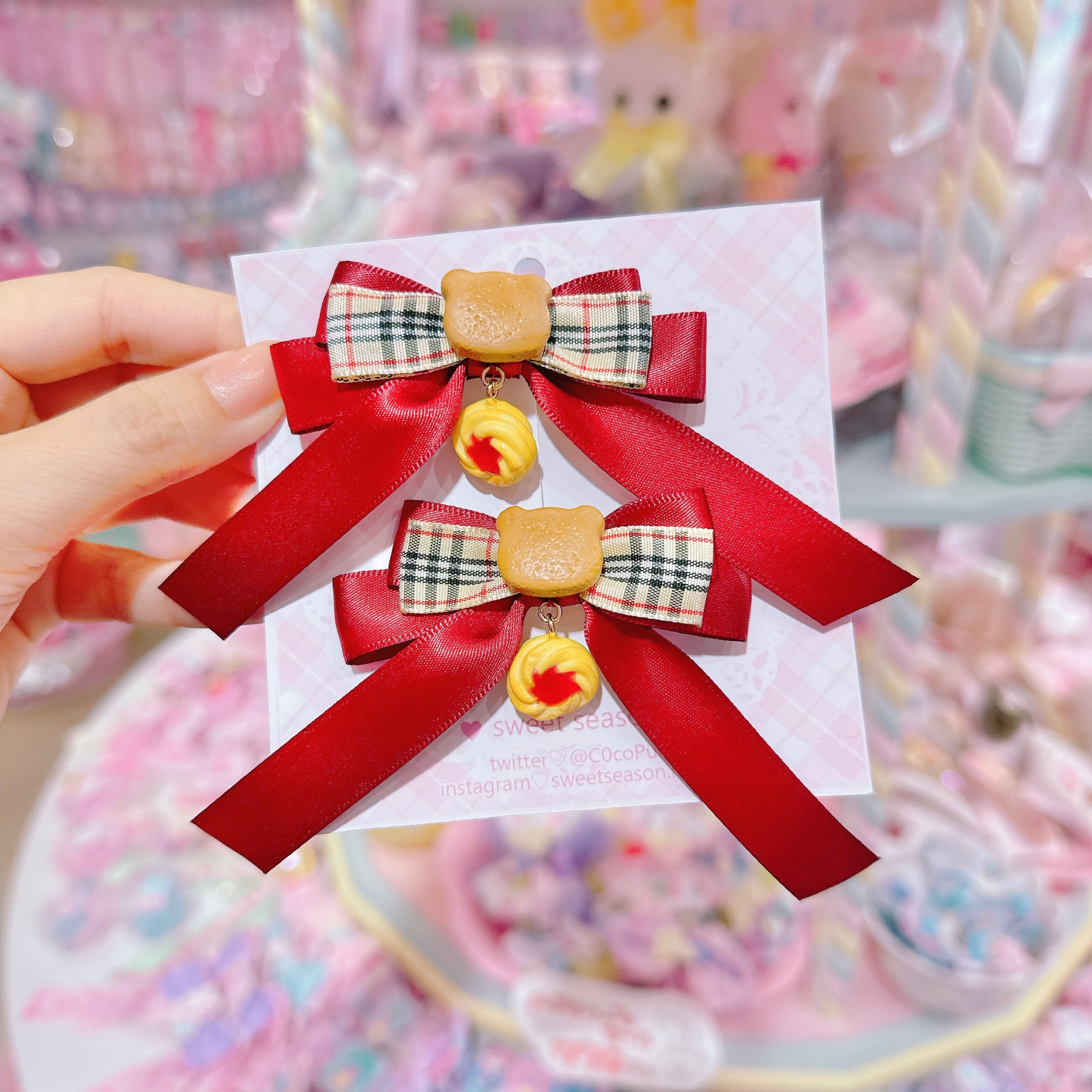 【C8】13-1みつあみリボンツインヘアクリップ