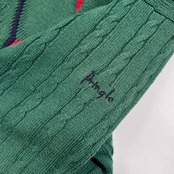 スコットランド製  Pringle SPORTS プリングル アーガイル ケーブル コットン ニット セーター L/グリーン系 メンズ