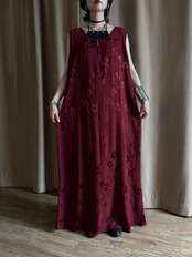 MADE IN U.S.A. burgundy embroidered maxi dress-5300-7