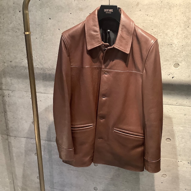 Licht Adel　LS-JKT03D DeerSkin Collarless SingleJacket Brown　leather riders jacket　受注生産GW期間限定