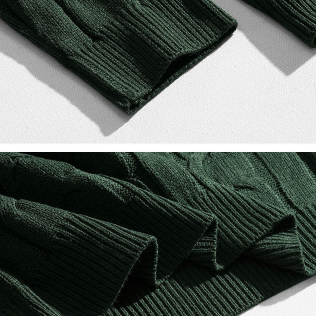 モスグリーンケーブルニット　MT0080319