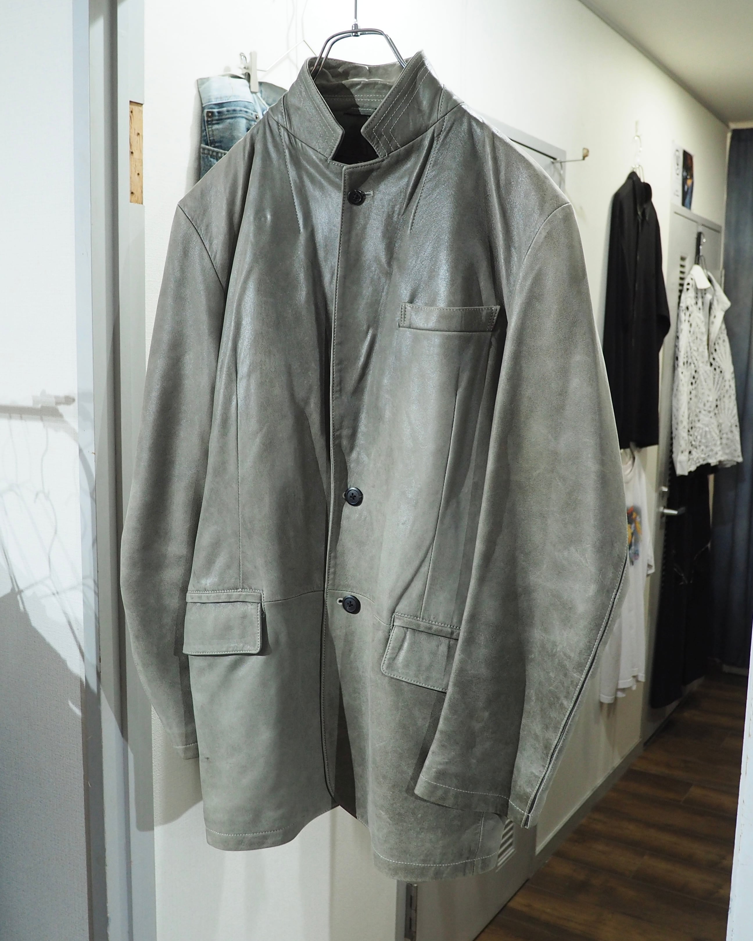 " Allegri " Beautiful Decadent Greige Color Vintage Sheep Leather Tailored Jacket