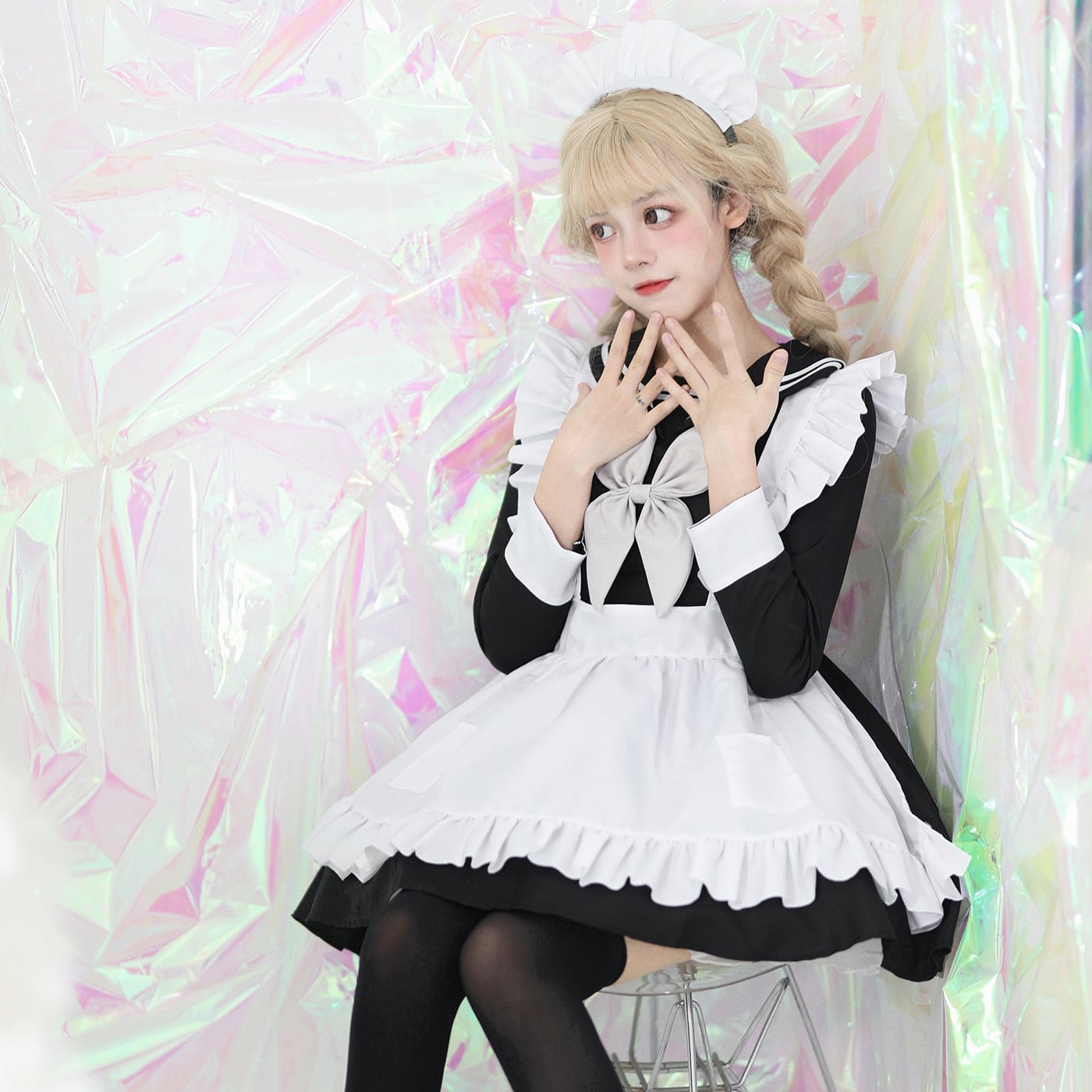 4点)日系 セーラー服 メイド服 S-5XL 大きいサイズ リボン かわいい コスプレ lolita ワンピース68268869 miyabi5