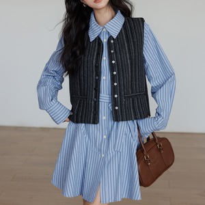 high end striped casual vest
