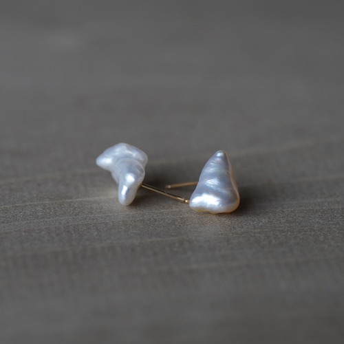 [送料無料] K18 Southsea white Pearl stud earrings(PE006)