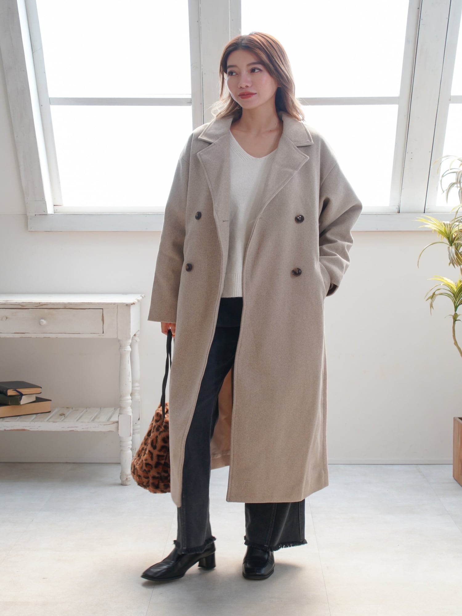 anuans アニュアンス リバーロングコート （ECRU） ロングチェスター