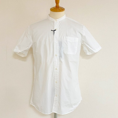 Typewriter Band Collar Shirts　White