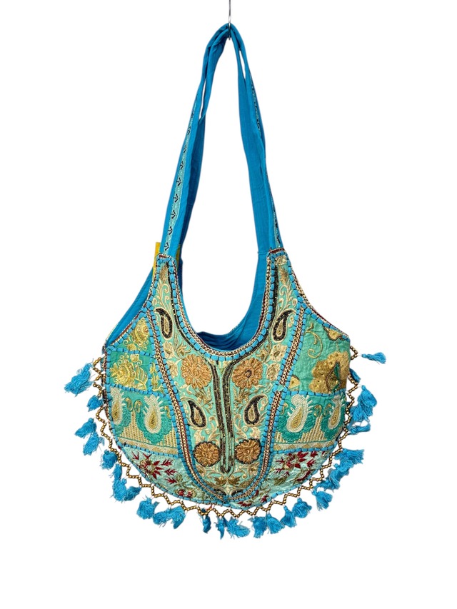 オールドサリー刺繍BAG/ブルー