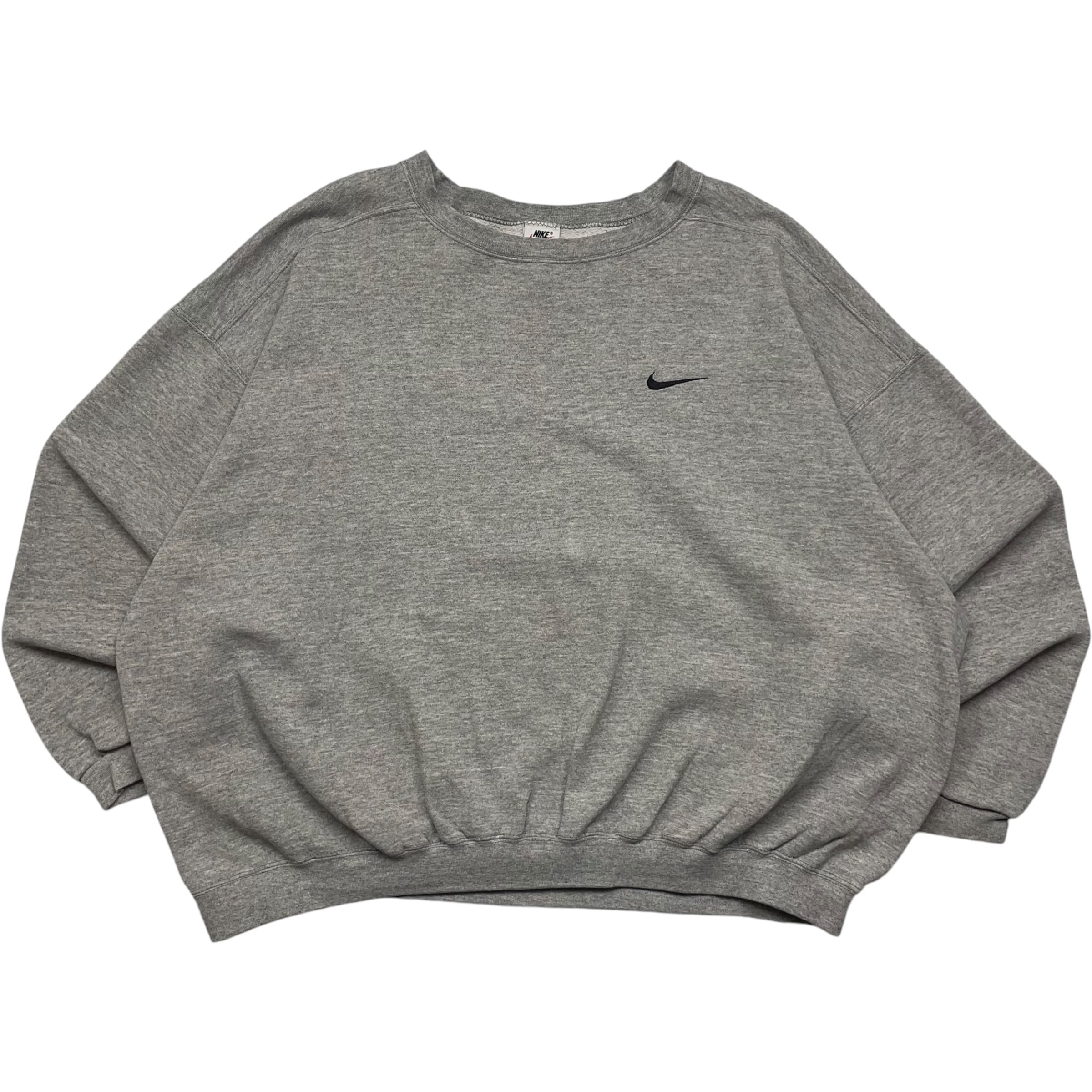 《XXL》 NIKE ナイキ スウェット スウォッシュ ワンポイント 刺繍 グレー USA製 90年代 vintage no.4556