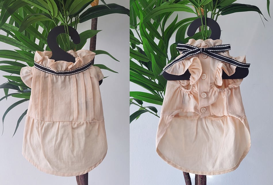 tint frill blouses / 犬服 ドッグウェア 犬の服 シャツ ワンちゃん ペット洋服 無地 犬 小型犬 中型犬 フリル ブラウス 綿 シンプル ベージュ 夏 袖なし 涼しい top125