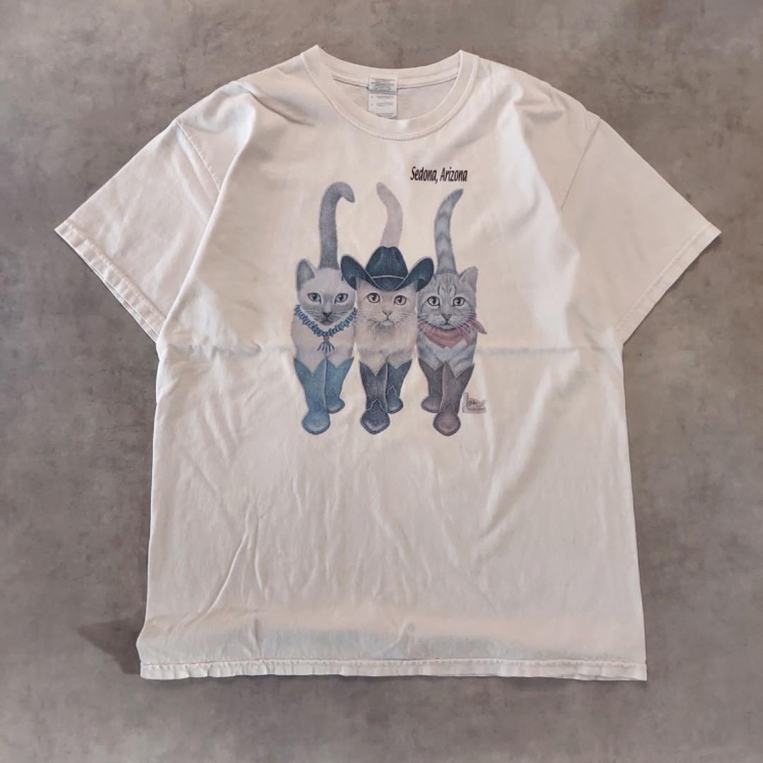 ギルダン ボブハリソン あのちゃん Tシャツ 猫 L 白 アニマル 15181