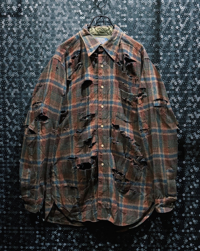 【ÆIEM】original “boro” re:make Pendleton Quilted Wool Check Destroyed Shirt 【ÆIEM】original “boro” re:make Pendleton Quilted Wool Check Destroyed Shirt