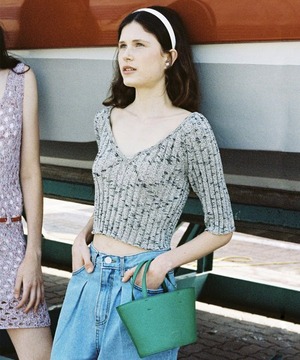 [SINOON] CROPPED KNIT TOP