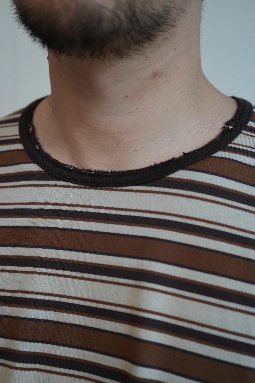 24SS】ANCELLM MULTI BORDER T-SHIRTS(BROWN) ANC-CT51 | IAAAM ONLINE