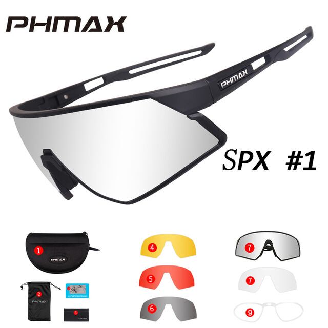 PHMAX女性男性超軽量偏光サイクリングサングラス5レンズアウトドアスポーツ眼鏡自転車メガネ自転車サングラスゴーグル Colors 1