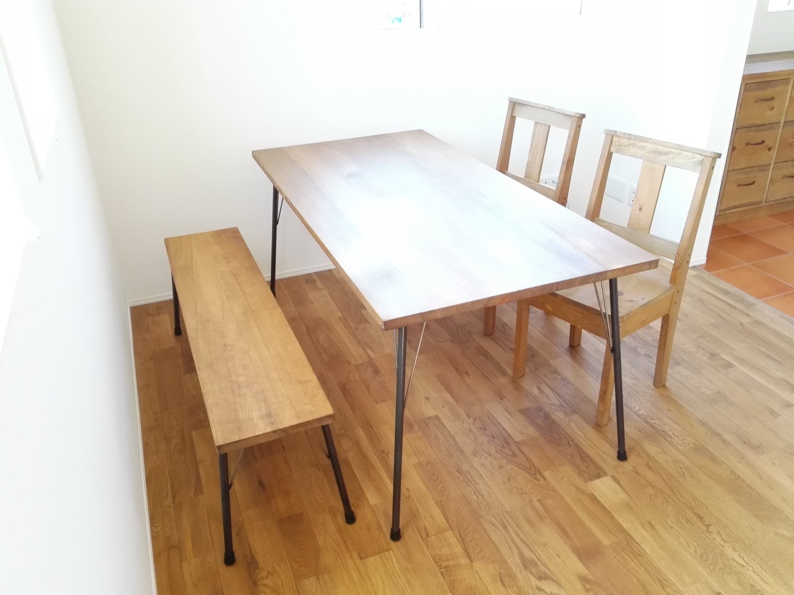 サイズ変更可 ベンチ W90cm×D30cm×H43cm／カフェ風