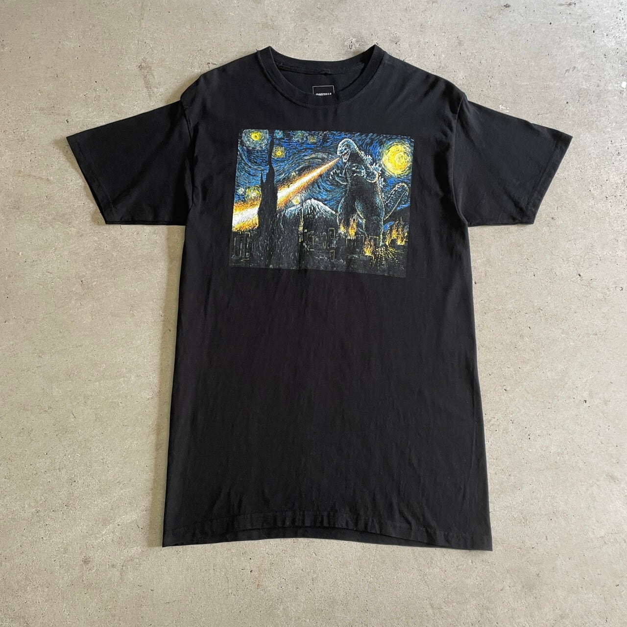 GODZILLA ゴジラ ゴッホ風 アート プリントTシャツ メンズM 古着 