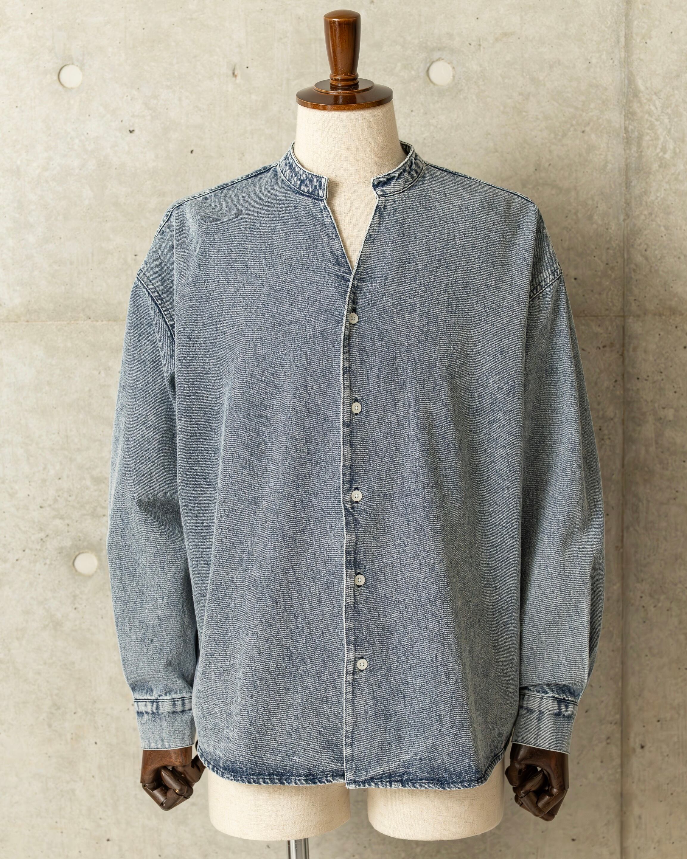 One Wash Denim Band Collar Skipper Shirts［AMT25-103］デニム