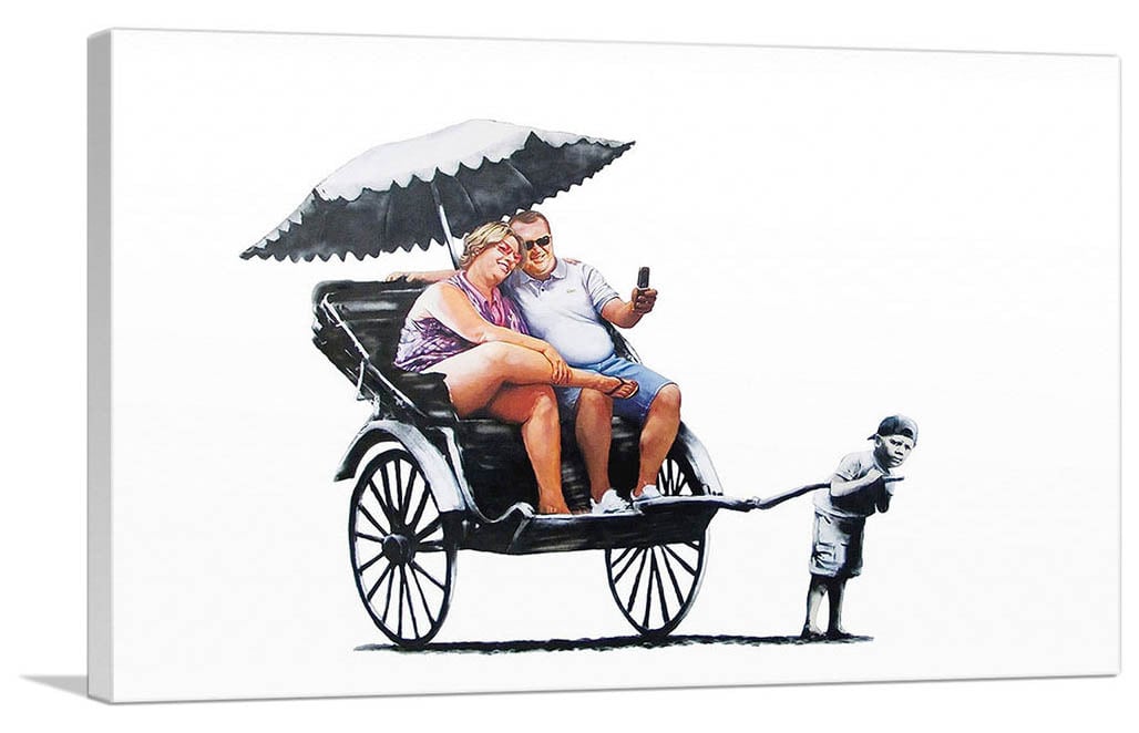 バンクシー「人力車/The Rickshaw」展示用フック付きキャンバスジークレ Banksy