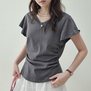 lace neck flare sleeve top