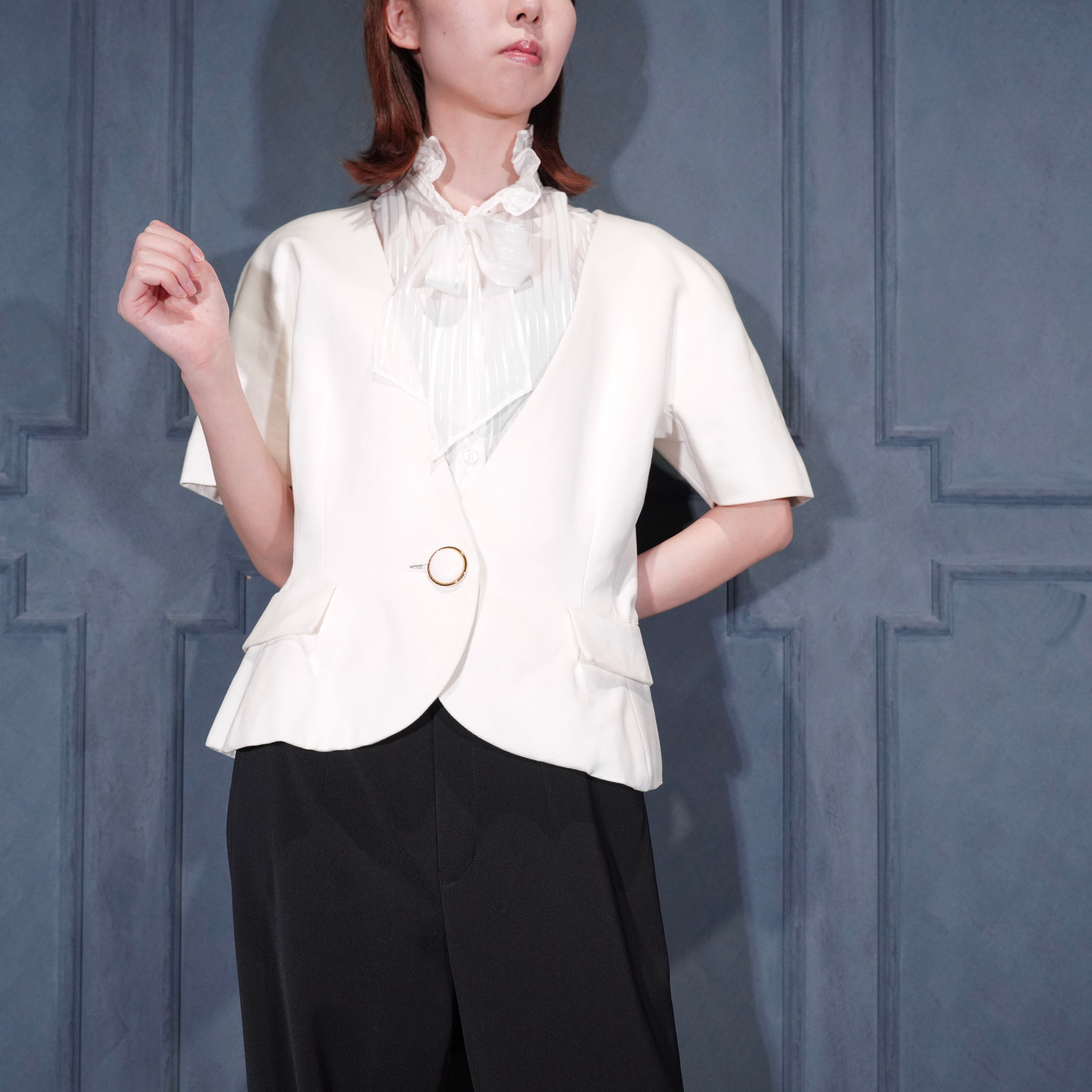 ChristianDior ヴィンテージ　半袖テーラードジャケット Christian Dior 1B DESIGN HALF SLEEVE TAILORED JACKET/クリスチャン