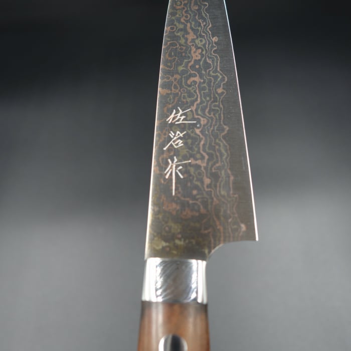 佐治作 包丁 ペティナイフ VG10 有色ダマスカス 135mm 花梨柄 越前打