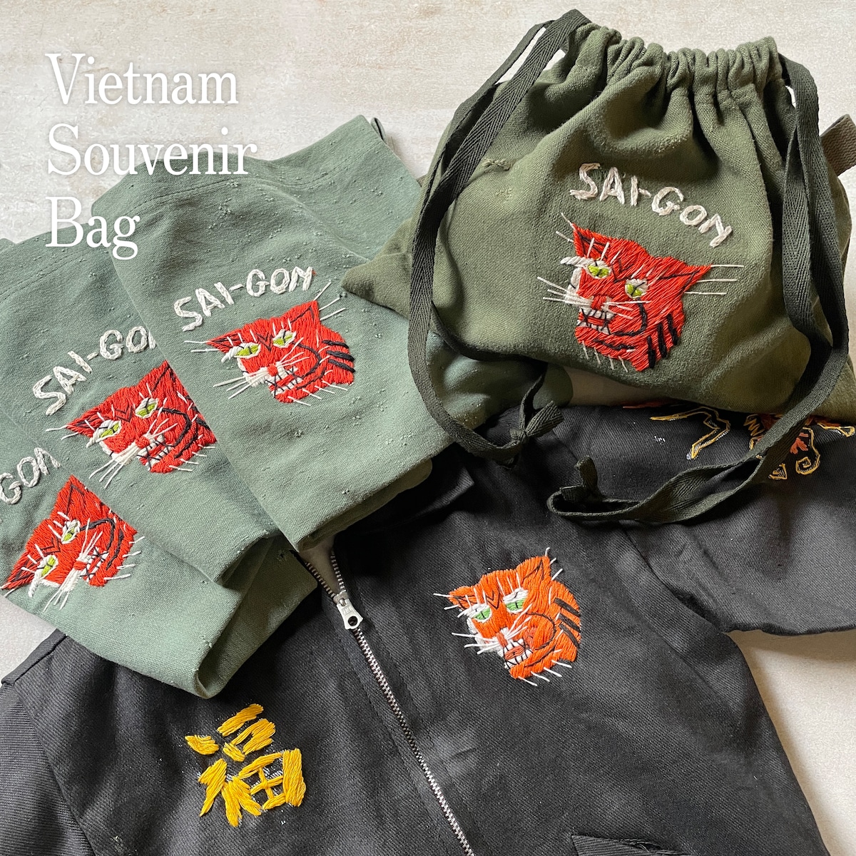 HB】 Vietnam souvenir porch bag ベトナムタイガー刺繍 ペイシェント 