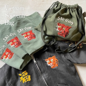 予約注文【HB】 Vietnam souvenir porch bag ベトナムタイガー刺繍 ペイシェントバッグ 巾着