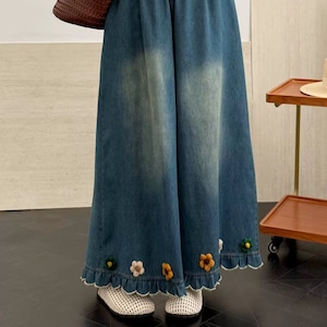 立体フラワーモチーフ裾フリルパンツ ・11942 立体フラワーモチーフ裾フリルパンツ ・11942