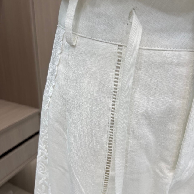 side lace white pants 10952