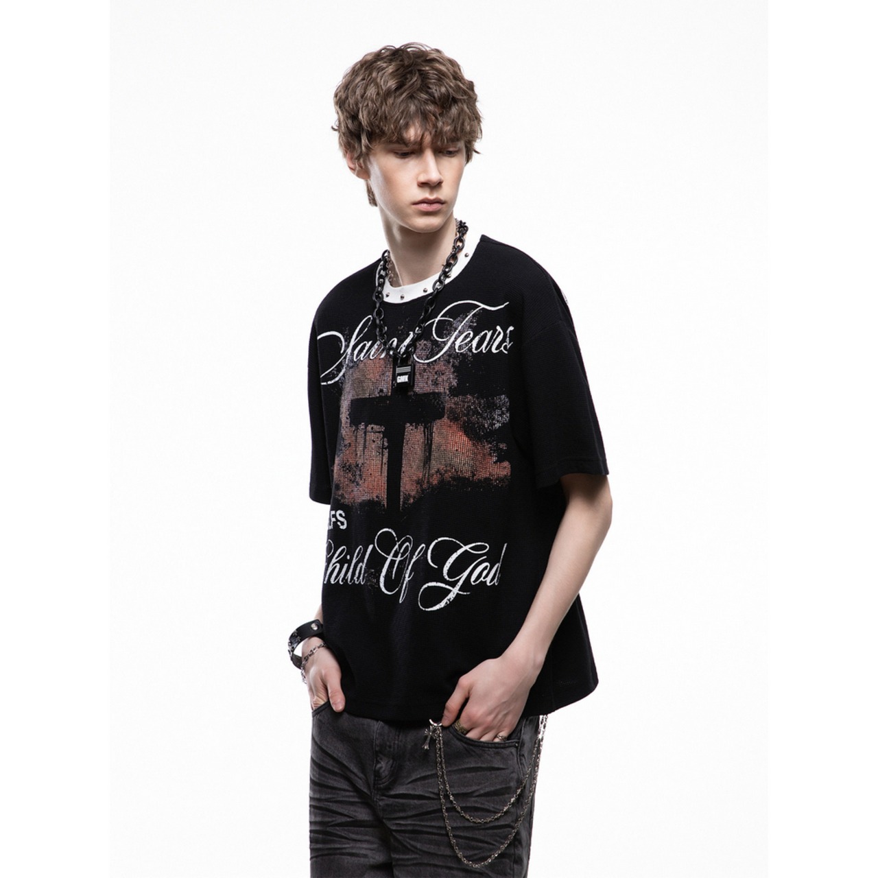 VINTAGE ストリート クロスワッフル Tシャツ T2072