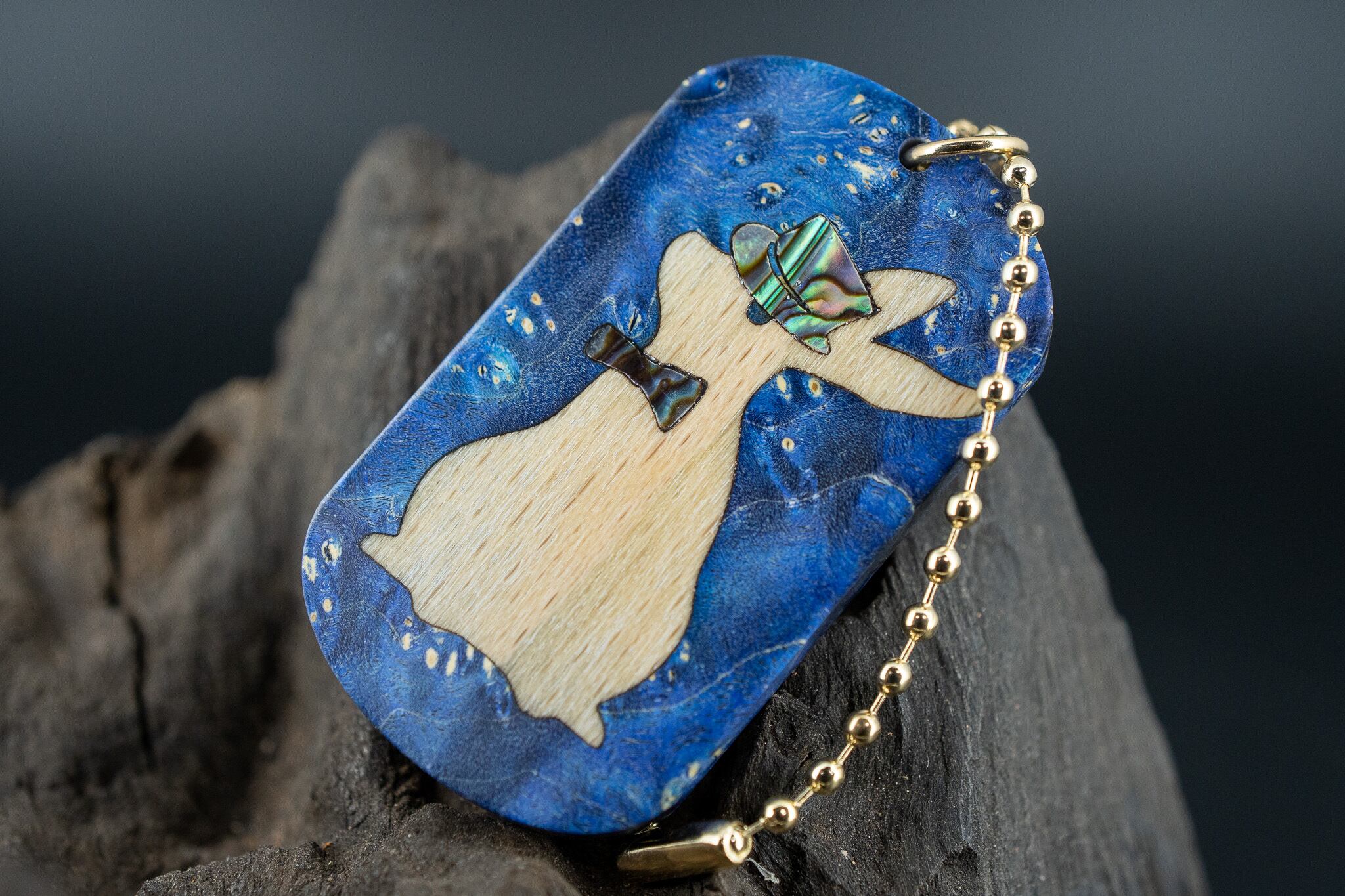 【カナダの象徴】ハードメープル 瘤杢 スタビライズウッド ドッグタグ 木象嵌 三月ウサギ