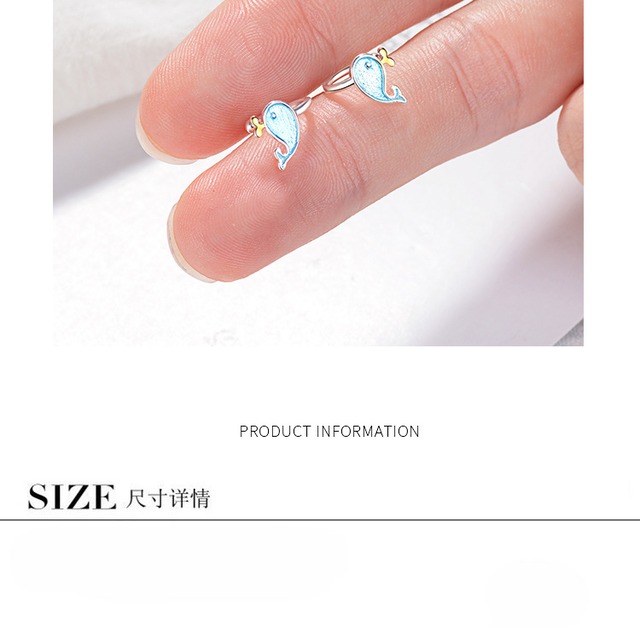 青いクジラのクリップ式ピアス｜心の飾り