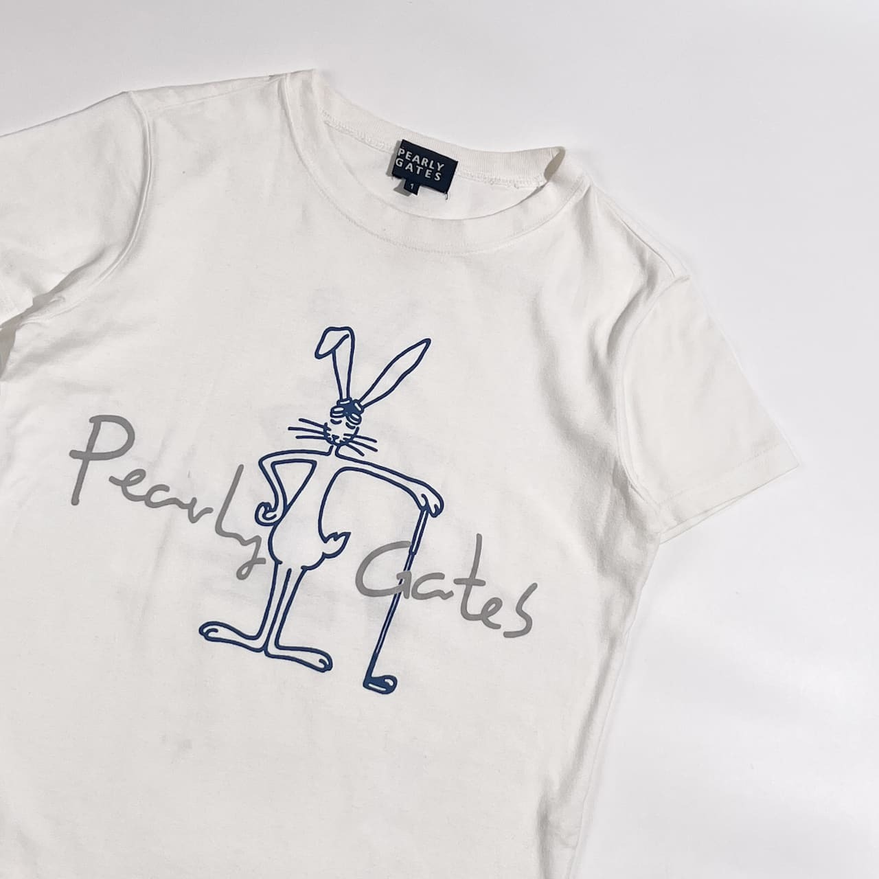 PEARLY GATES パーリーゲイツ ウサギ キャラクター プリント 半袖 Tシャツ カットソー  サイズ 1 /ホワイト系 レディース ゴルフ
