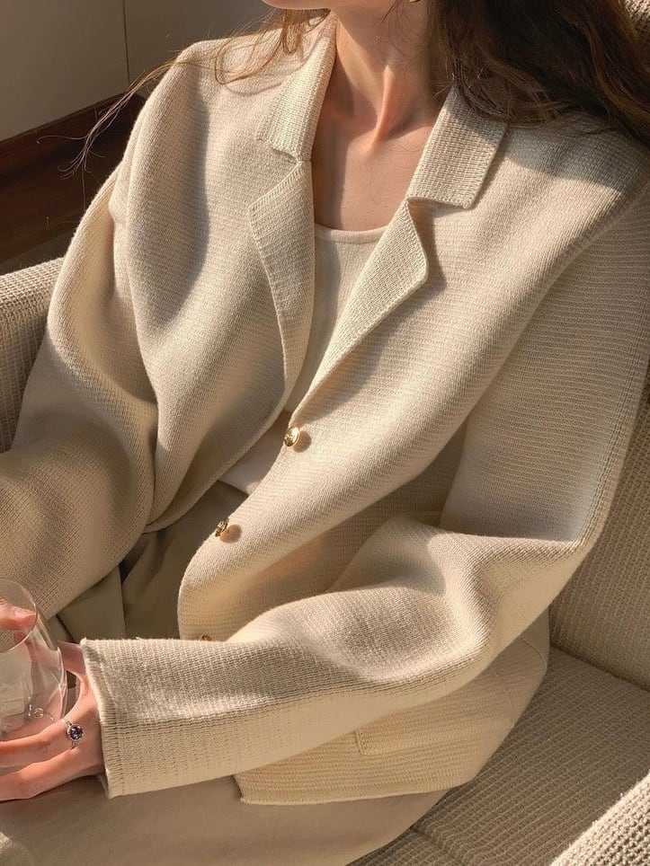 ゴールドボタンニットジャケット.1282 | mellow brown 