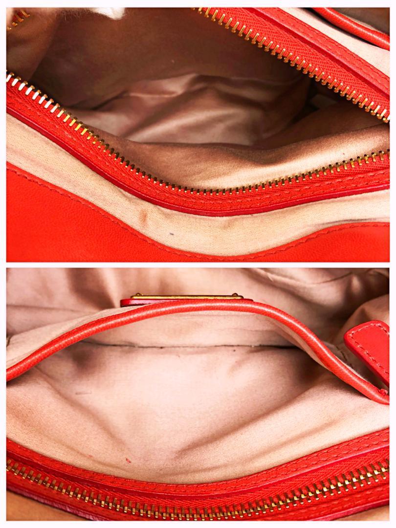 MIUMIU ミュウミュウ ラムレザー ギャザー オレンジ ハンドバッグ