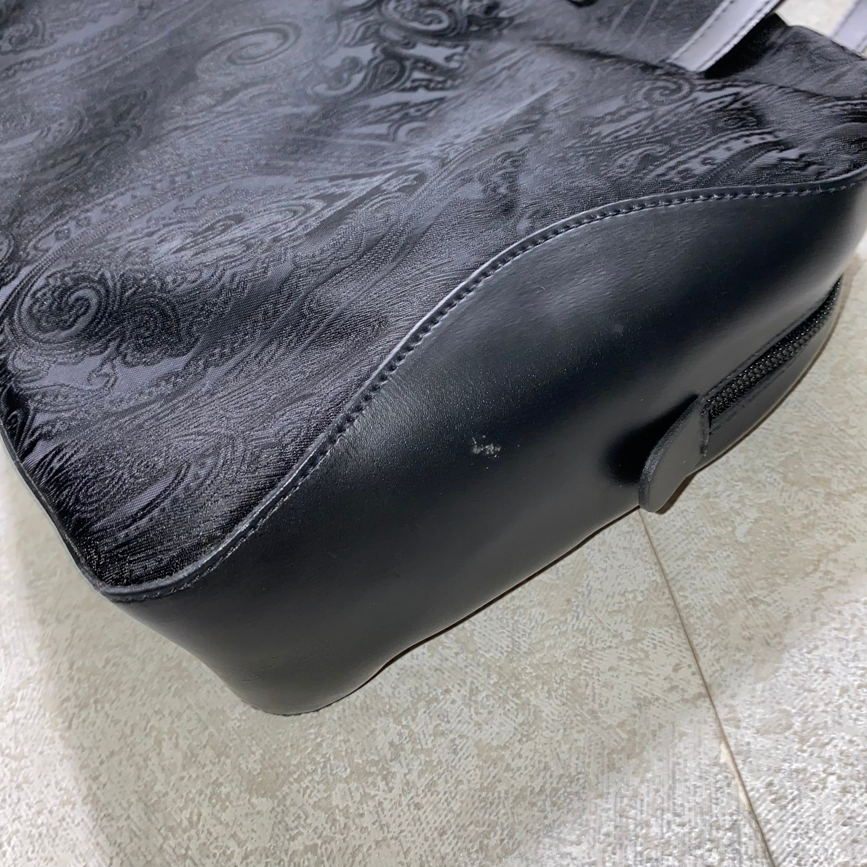 ETRO paisley pattern black nylon×leather hand bag | NOIR ONLINE