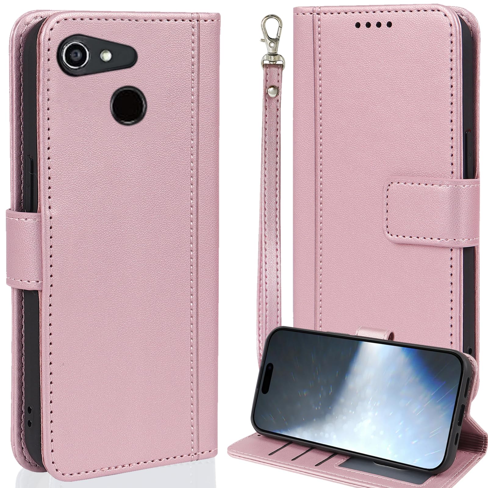 【WenziLior】GRATINA KYV48 用 ケース 手帳型 One S6 カバー カード収納 ストラップ付 スタンド機能 ピンク