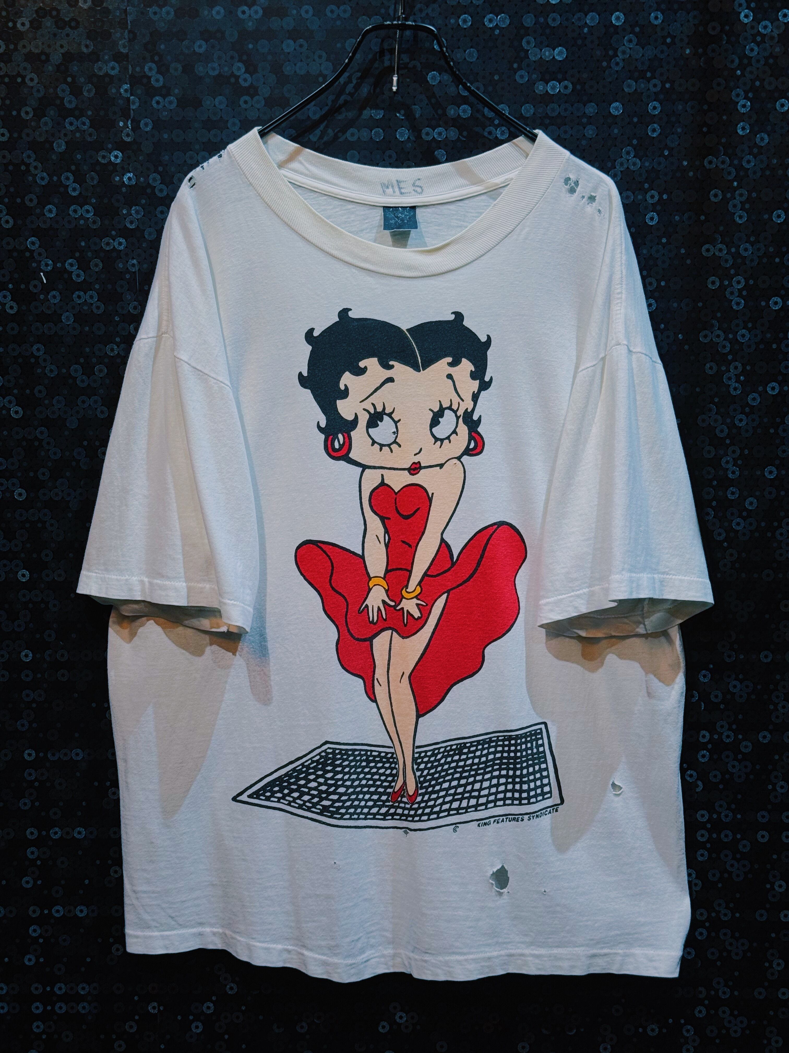【ÆIEM】"Betty Boop"vintage red dress silhouette print T-shirt