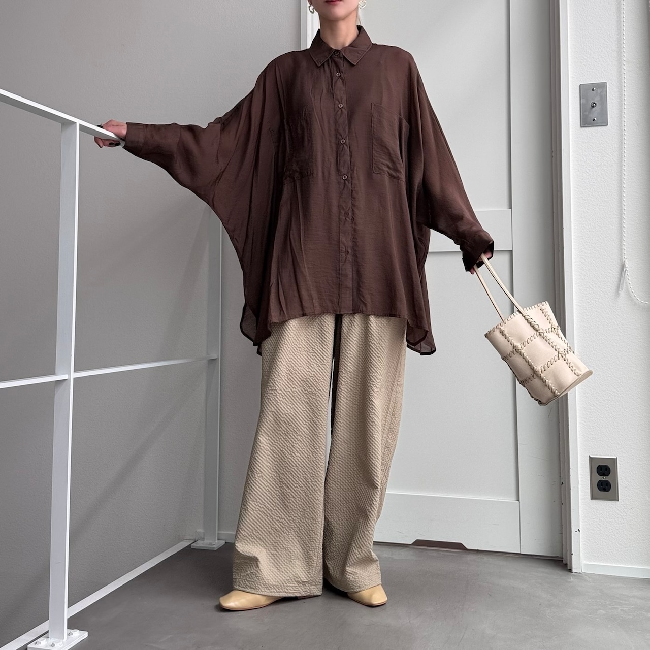 ポコポコチェックドロストPT/ベージュ