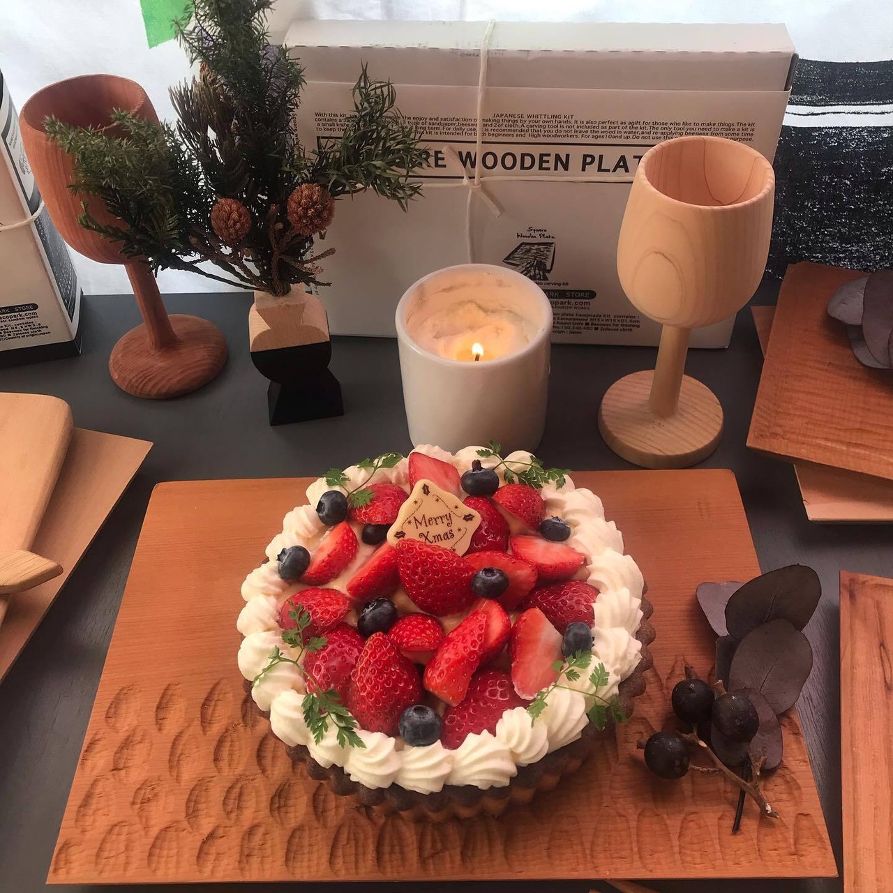 長方形のお皿を自作できる 手作りキット WOOD PLATE CARVING DIY KIT ( RECTANGLE )