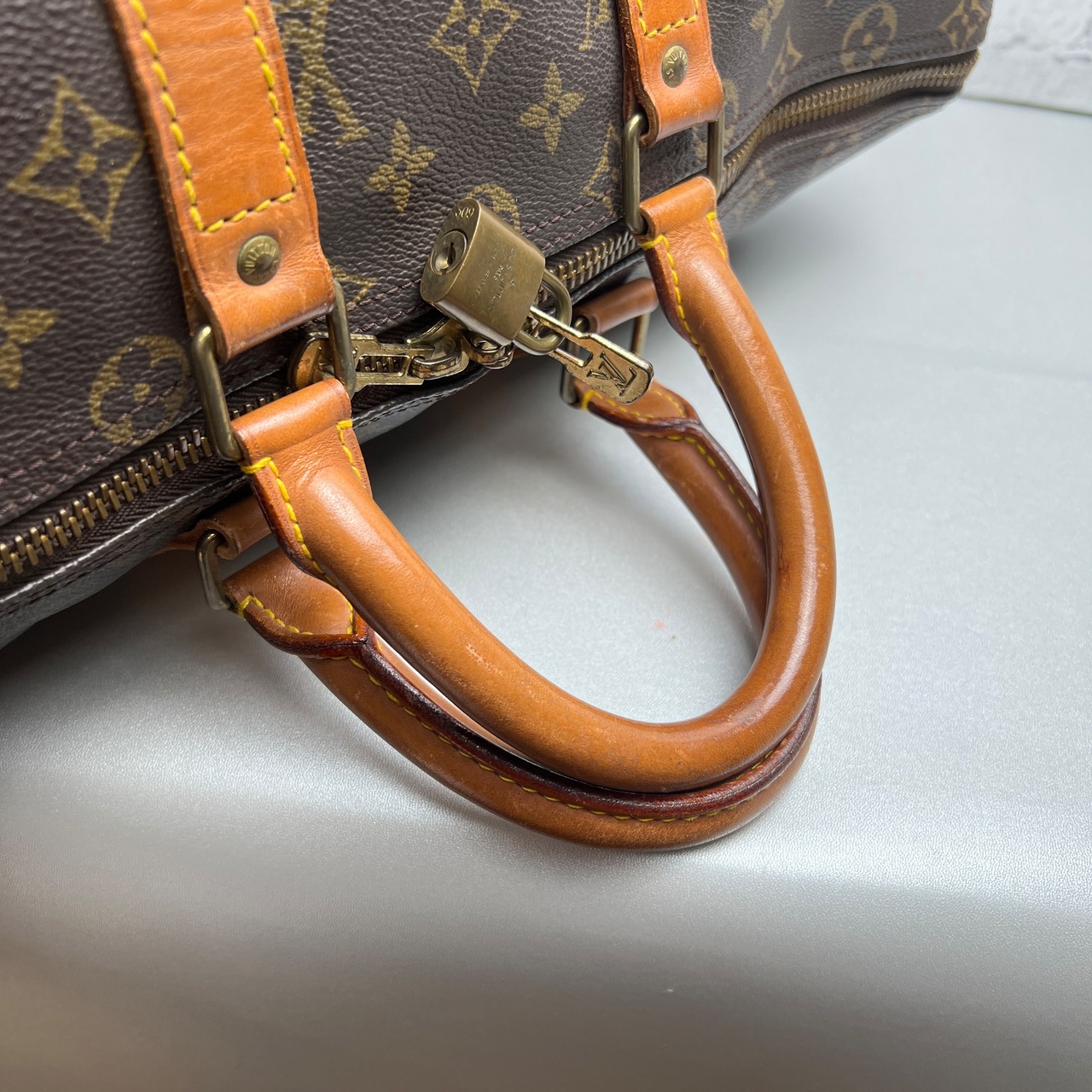 LOUIS VUITTON ルイヴィトン M41428 キーポル45 モノグラム レザー ボストンバッグ ブラウン A-12328
