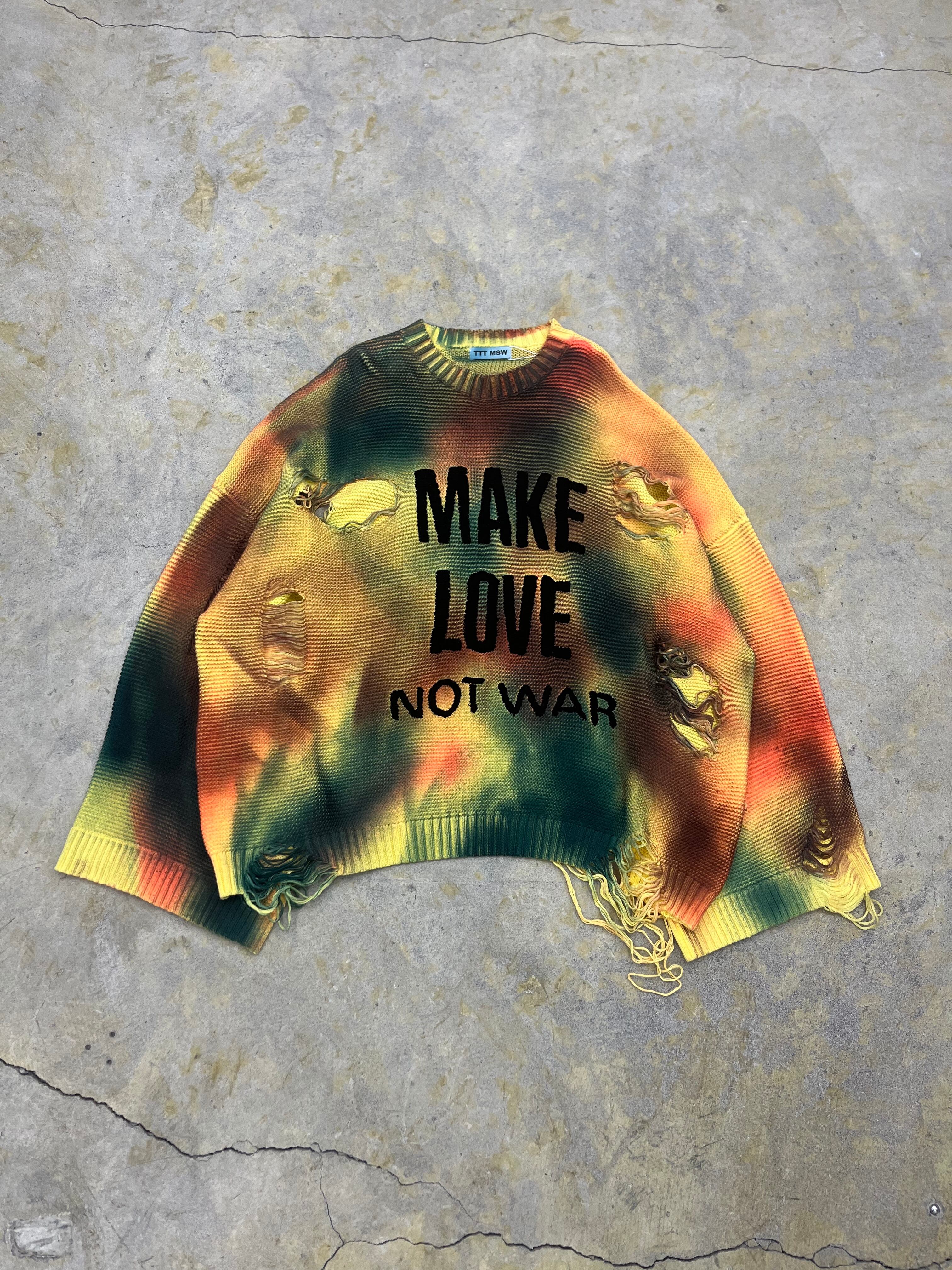 TTT MSW | MAKE LOVE size damage knit | yellow multi | HOWDAY