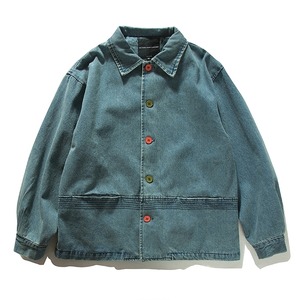 Bicolor Button Denim Shirt Jacket [2246]