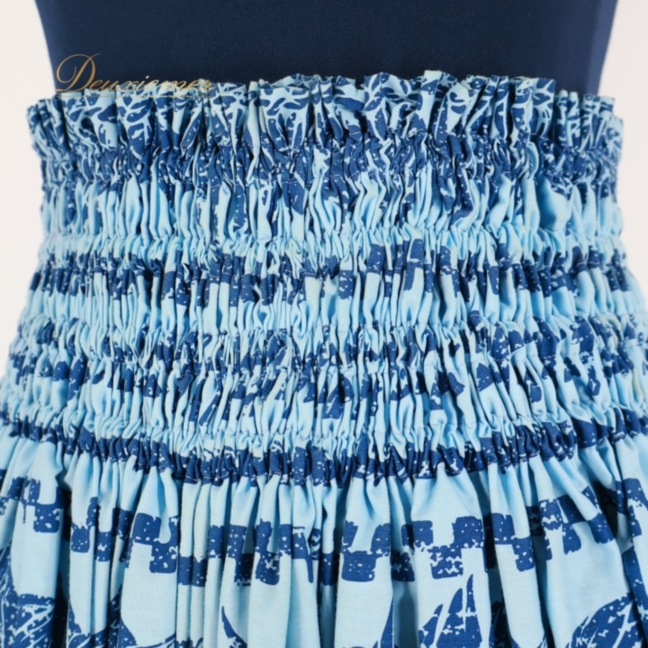 フラダンス 衣装 パウスカート ブルー系 セキノレーシングスポーツ シングル 水色 青 ハワイアン アロハ 爽やか 華やか かわいい 日本製 ハワイアンプリント スカート