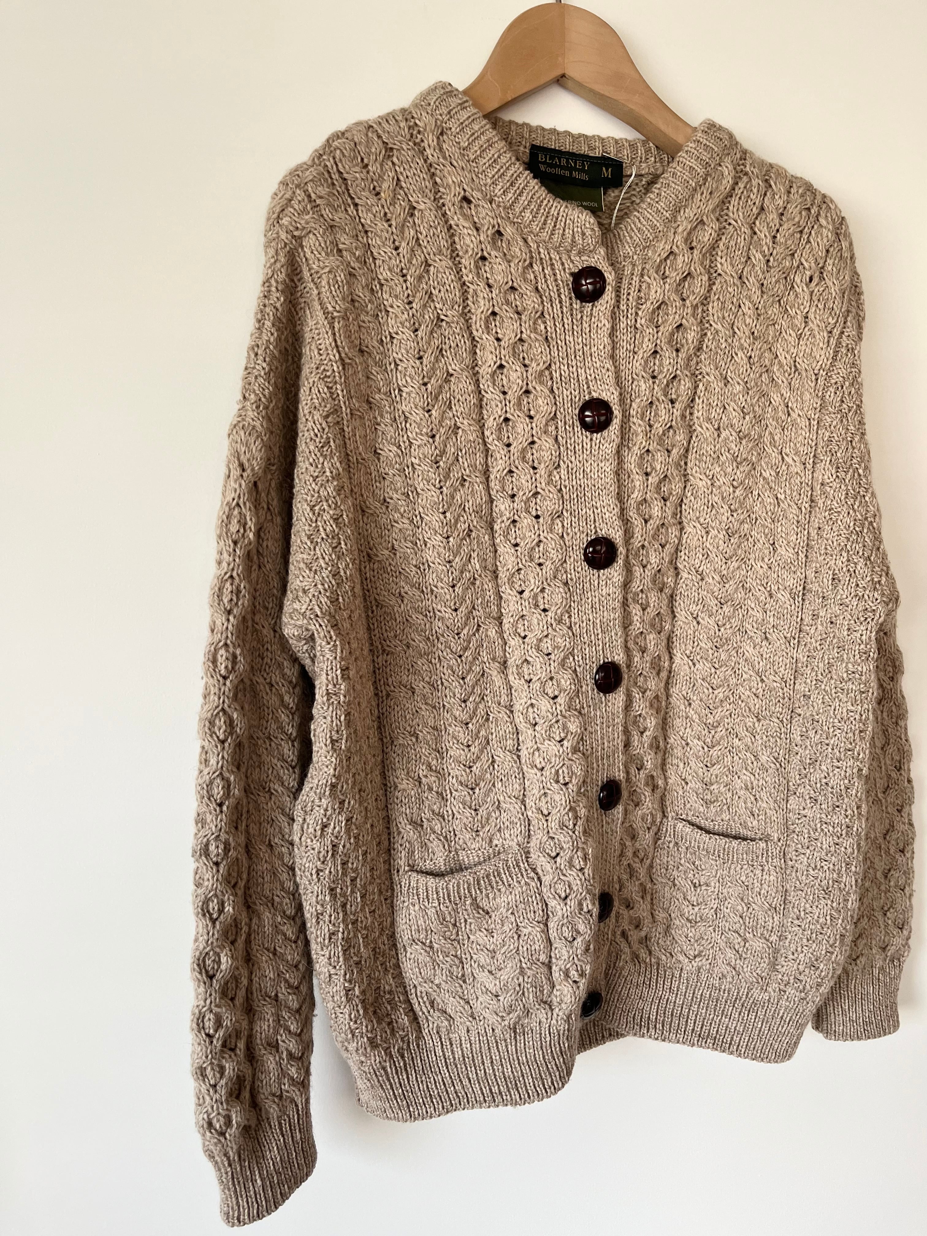 古着 メリノウール アランニットカーディガン